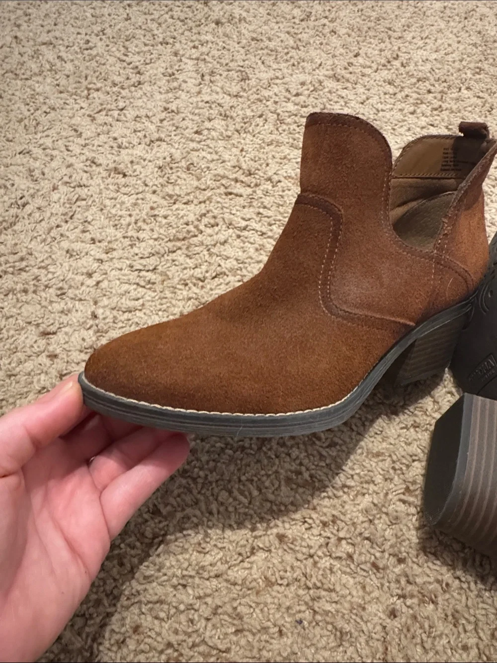 Sonoma Brown Suede Cutout Ankle Booties
